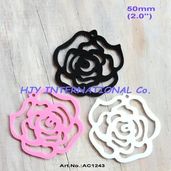 

50mm Acrylic Rose Flower Earrings Jewelry Accessories Black, White, Pink 2.0-AC1243