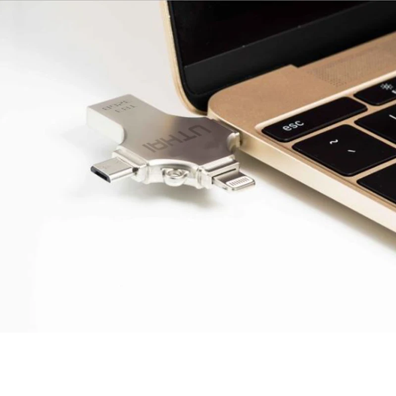 USB флеш накопитель UTHAI T83 4 в 1 Type c/Lightning/Micro USB/USB 2 0 для iPhone 7 Plus 6 5 металлический 64 ГБ 32