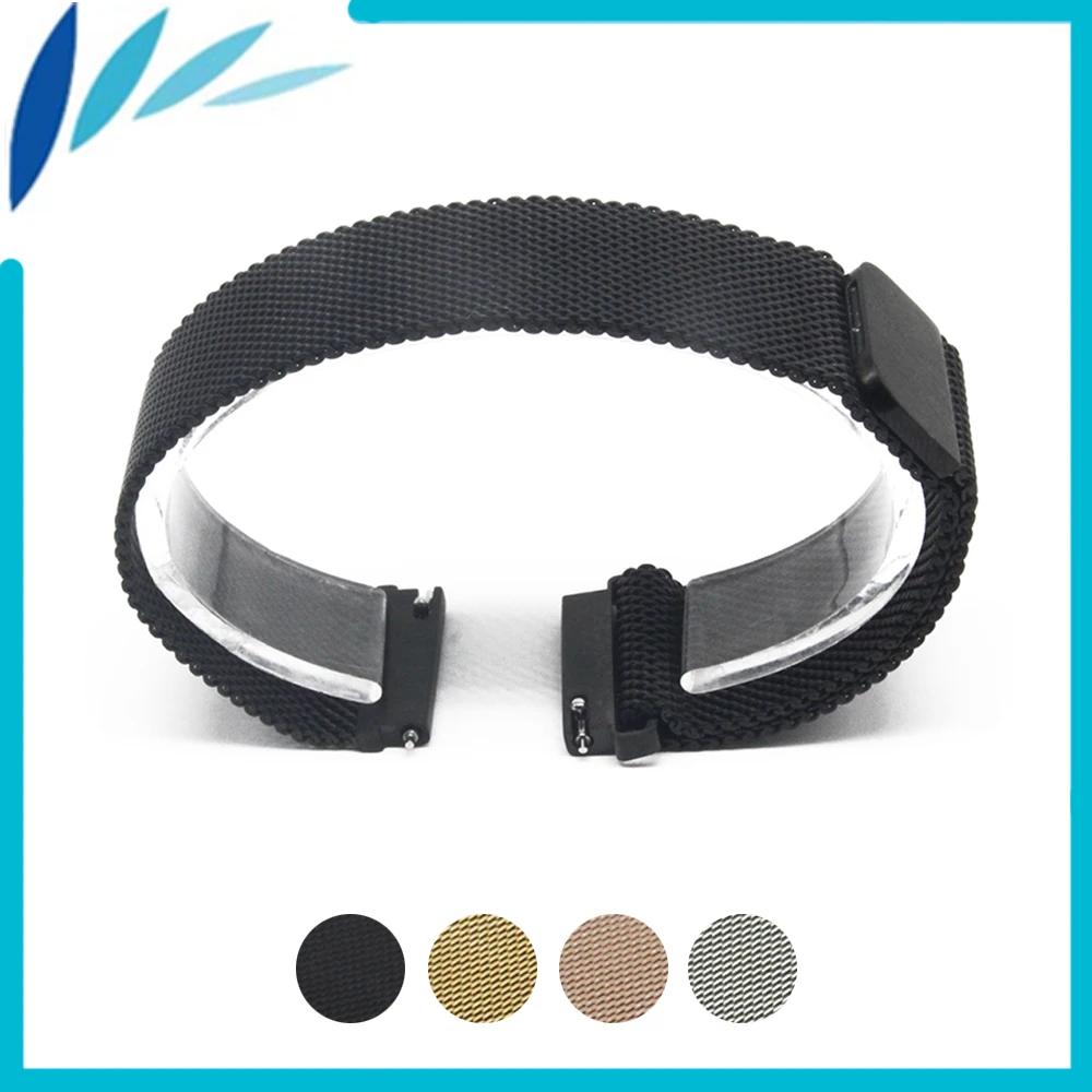 

Stainless Steel Watch Band 18mm for Huawei Watch / Fit Honor S1 Magnetic Clasp Strap Quick Release Loop Belt Bracelet Black