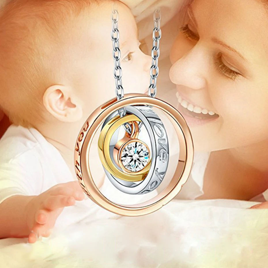 EVERLEAD  Fashion round double circle chain necklaces & pendants rose gold party jewelry female gift set (1)