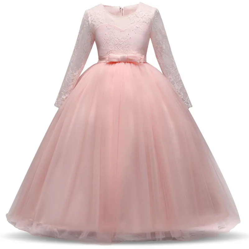 

Children's long-sleeved wedding evening dress girls autumn and winter dress flower girl women's show show piano performance dres