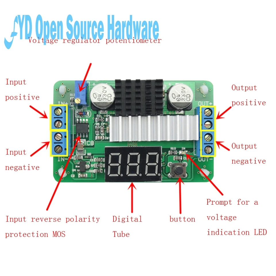 

LTC1871 3.5-30V 100W DC-DC Boost Converter Adjustable Step-Up High Power Supply Module LED Voltmeter Voltage Meter/Button Switch