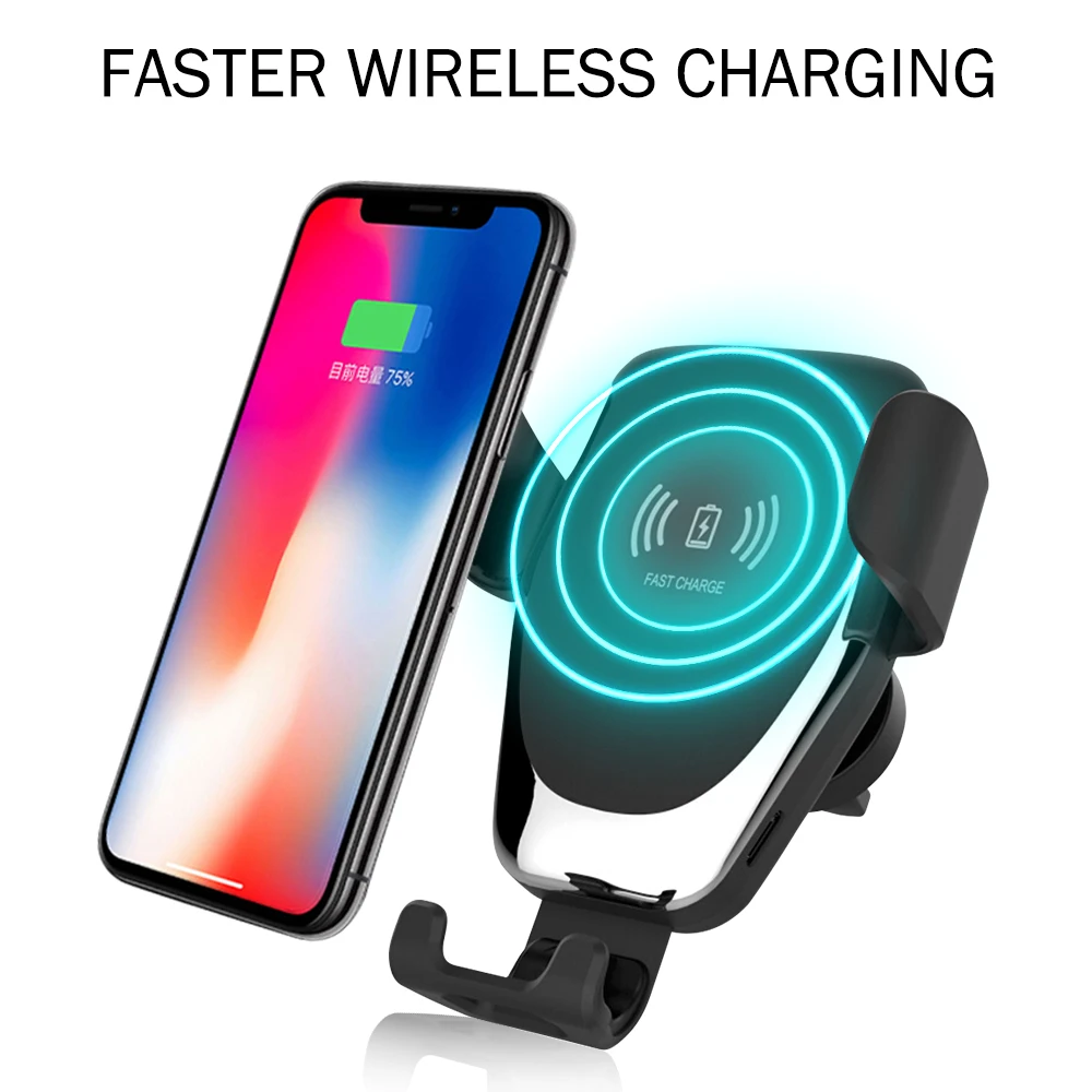 Portable Car Mount Qi Wireless Charger For iPhone XS Max X XR 8 Fast Wireless Charging Phone Holder For Samsung Note 9 S9 S8