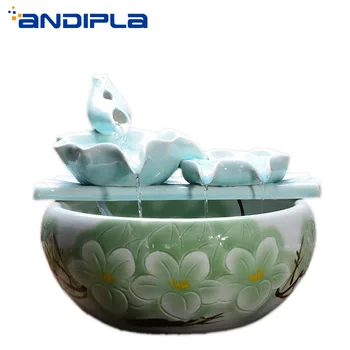 

Jingdezhen Ceramic Fish Tank Creative Lucky Feng Shui Wheel Water Fountain Essential Oils Diffuser Atomizer Desktop Ornaments