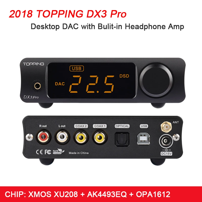 TOPPING DX3 Pro HIFI DAC USB Bluetooth 5.0 Headphones Amplifier Audio Decoder XMOS XU208 AK4493 DSD512 Coaxial Spdif USB DAC Amp