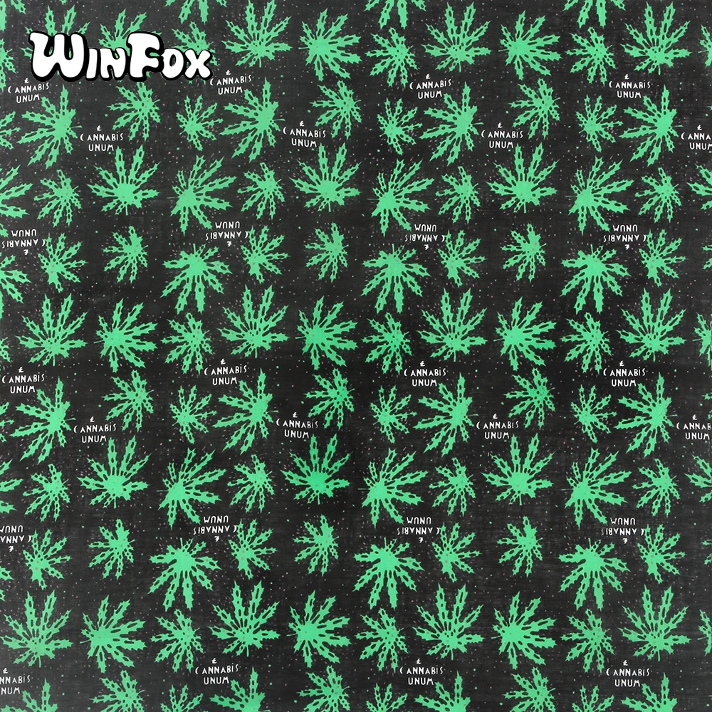 

Winfox Hip Hop 100% Cotton Reggae Jamaica Black Green Weed Leaf Bandana Square Headband For Women Men Boys Girls