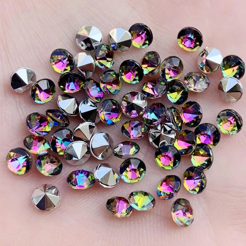 DIY 5mm 3D Tips Stud Drill Shine Rhinestone Crystal Glitter Acrylic Metal Nail Art Decoration Manicure 200pcs -S666 | Дом и сад