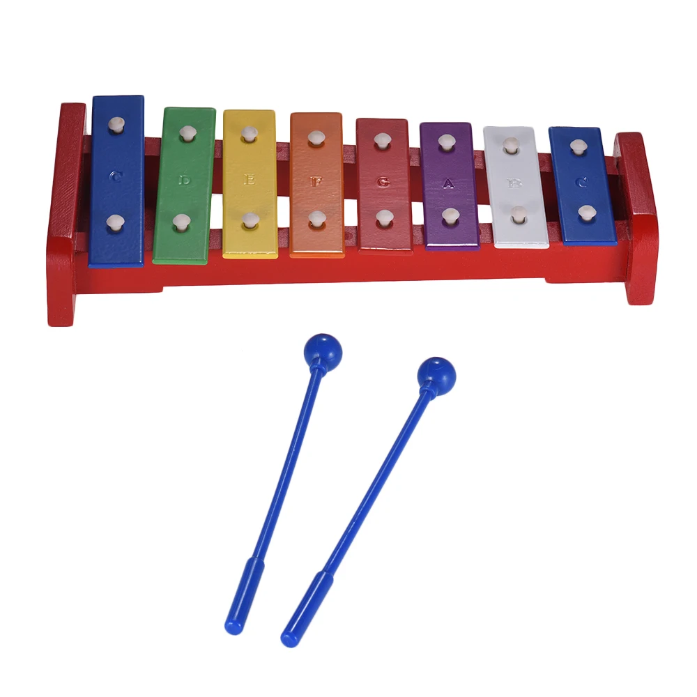 Красочные 8 нот ксилофон музыкальная игрушка Glockenspiel с 2 Mallets музыкальный ударный инструмент подарок для детей