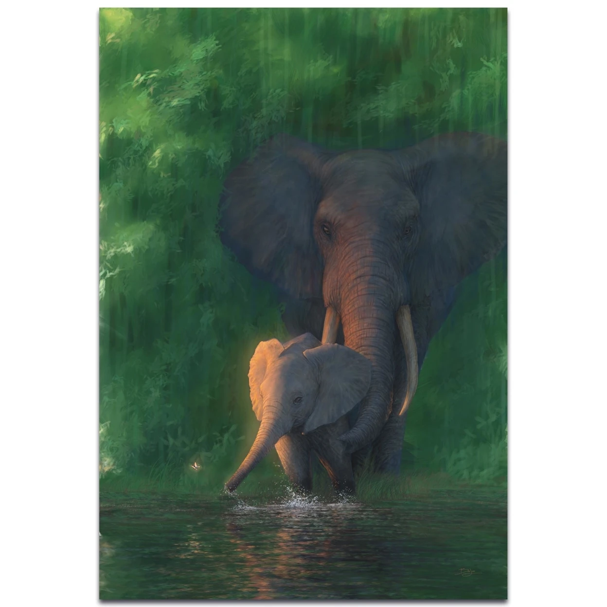 Elephant Wall Art 'Carefree Calf' - African Wildlife Decor on Metal