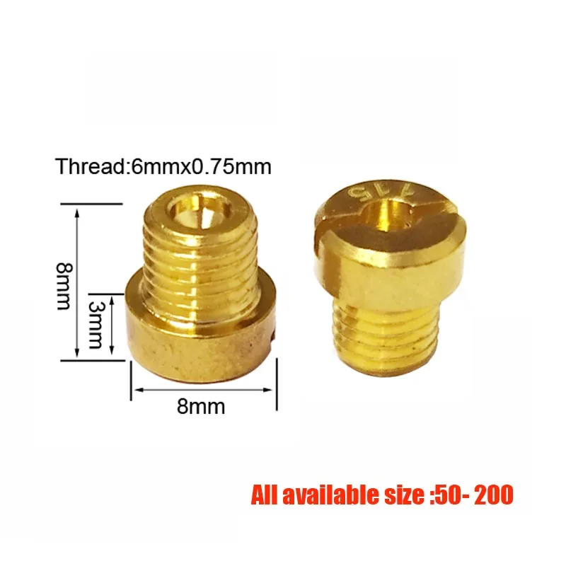 

6mm Main Jet M6 Thread for DellOrto Piaggio POLINI Motoforce Carburetor Carb NC Injector Nozzle Size 50-98