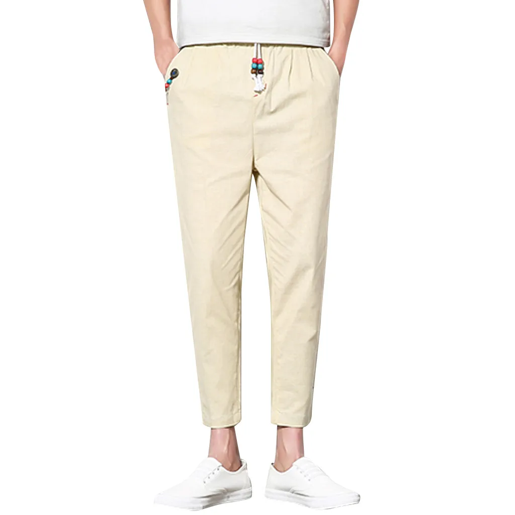 

tactical pants Men Ankle Length Linen Overalls Casual Pocket Sport Work Casual Trouser Pants trousers men pantalon homme