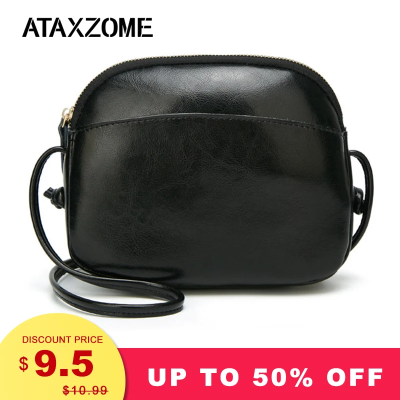 ATAXZOME جديد جلدية صغيرة Crossbody حقائب للنساء شنطة كتف السيدات أسود رسول حقائب فاخرة مصمم مصغرة قذيفة حقيبة