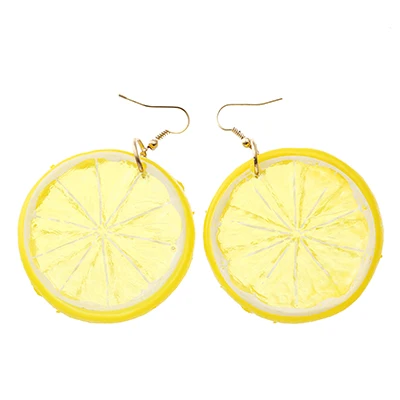 YULUCH, дизайн, 3 средних цвета, тропические фрукты, подвеска "Лимон", серьги для женщин, для отпуска, пляжа, ювелирные изделия, серьги для девочек - Окраска металла: Yellow