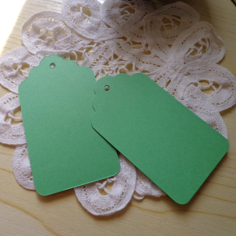 50pc Green Bookmark with Scalloped Edge Blank Paper Gift Tags Price