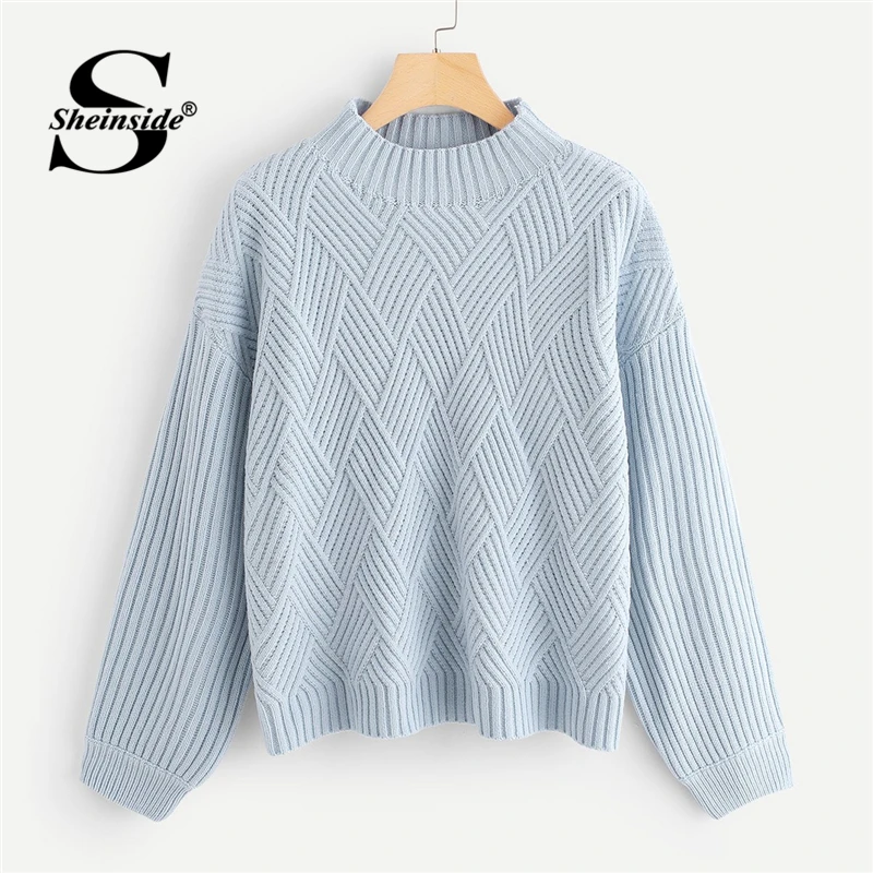 

Sheinside Autumn Winter Women Pullover Turtleneck Sweater 2018 Clothes Female Warm Jumper thick Winter Knitted Oversized Sweater