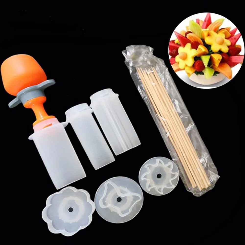 Kitchen Gadgets Plastic Fruit Shape Cutter Slicer Set Food Snack Maker Cake Decorator Tools 2017ing