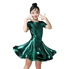 Платье для латинских танцев блестящие вечерние платья для крупных девочек 6-16 лет, белое рождественское карнавальное платье с бантом платье с короткими рукавами для девочек-подростков