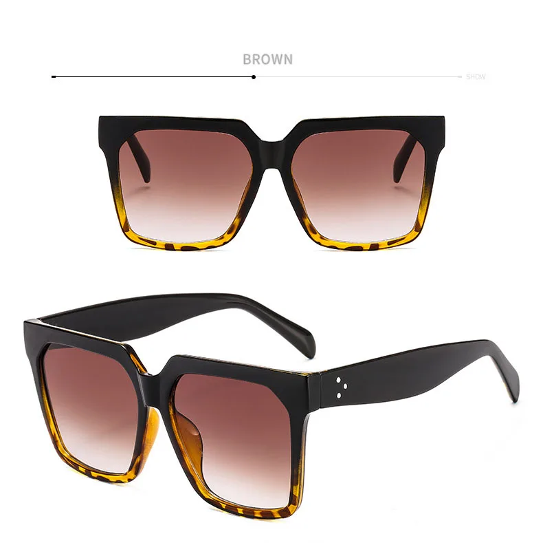 Новые брендовые дизайнерские Роскошные винтажные Модные женские Квадратные Солнцезащитные очки больших размеров, женские солнцезащитные очки с большой оправой с заклепками для женщин
