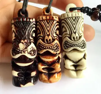 

FREE SHIPPING 12 pcs HAND MADE Tribal Imitate Carved Tiki Man Totem Male Punk Necklace