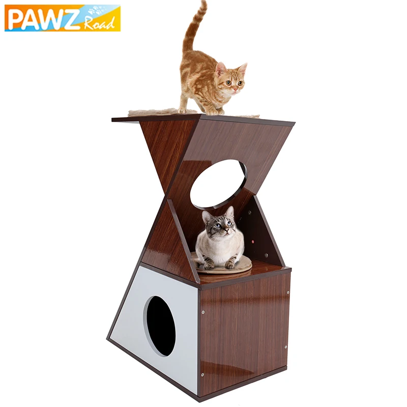 

Domestic Delivery Cat Condos Toy Irregular Design Climbing Furniture Stable Solid Wood for Cat Scratching Funny Kitten Warm Mats