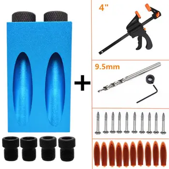 

31pcs/set 15°Angle Pocket Hole Jig Kit 6/8/10mm Drill Guide Puncher Locator For Household DIY Woodworking Tools