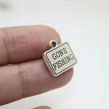 Amavelmente 20 pcs-22X12mm Ido pescar Antigo tom de prata charme pingente DIY fazer jóias