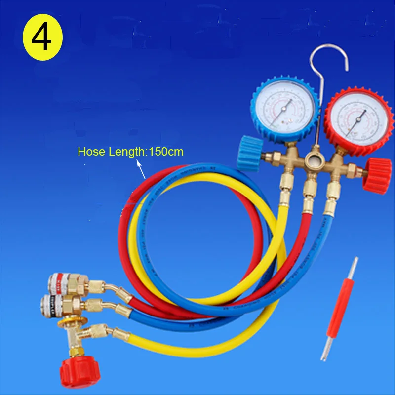 Кондиционер манометр набор инструментов со шлангом/быстрая муфта/открывалка для бутылок для R12 R22 R134A Кондиционер Холодильное - Название цвета: 4