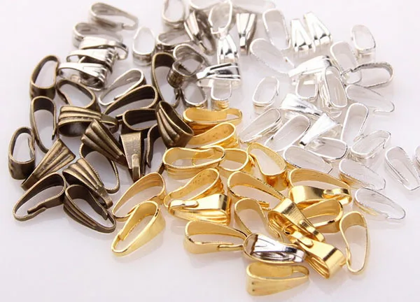 300pcs/lot Pendant Clips Pendant Clasps Pinch Clip Bail Pendant Connectors Jewelry Findings DIY jewely parts accessories