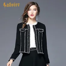 Высококачественная винтажная клетчатая твидовая куртка для женщин модные тонкие короткие пальто элегантные женские с длинным рукавом Элегантные женские пальто XZ248