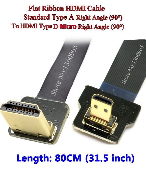 0.8m (80cm) Real Cable Flat Ribbon Ultra Thin slim flexible HDMI