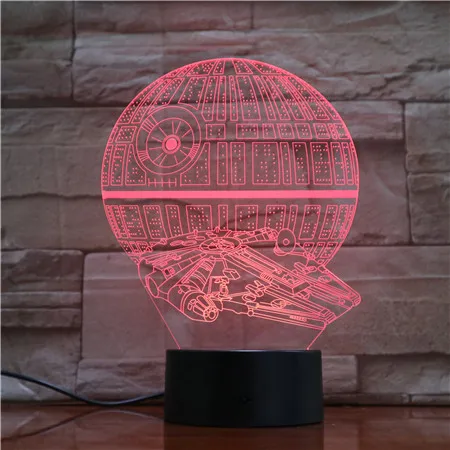 Us 11 99 40 Off Death Star Falcon Lamp 7 Colors 3d Led Lights Creative Gift Usb Touch 3d Table Lamp As Kid Room Sleeping Led Lamp Drop Shipping In