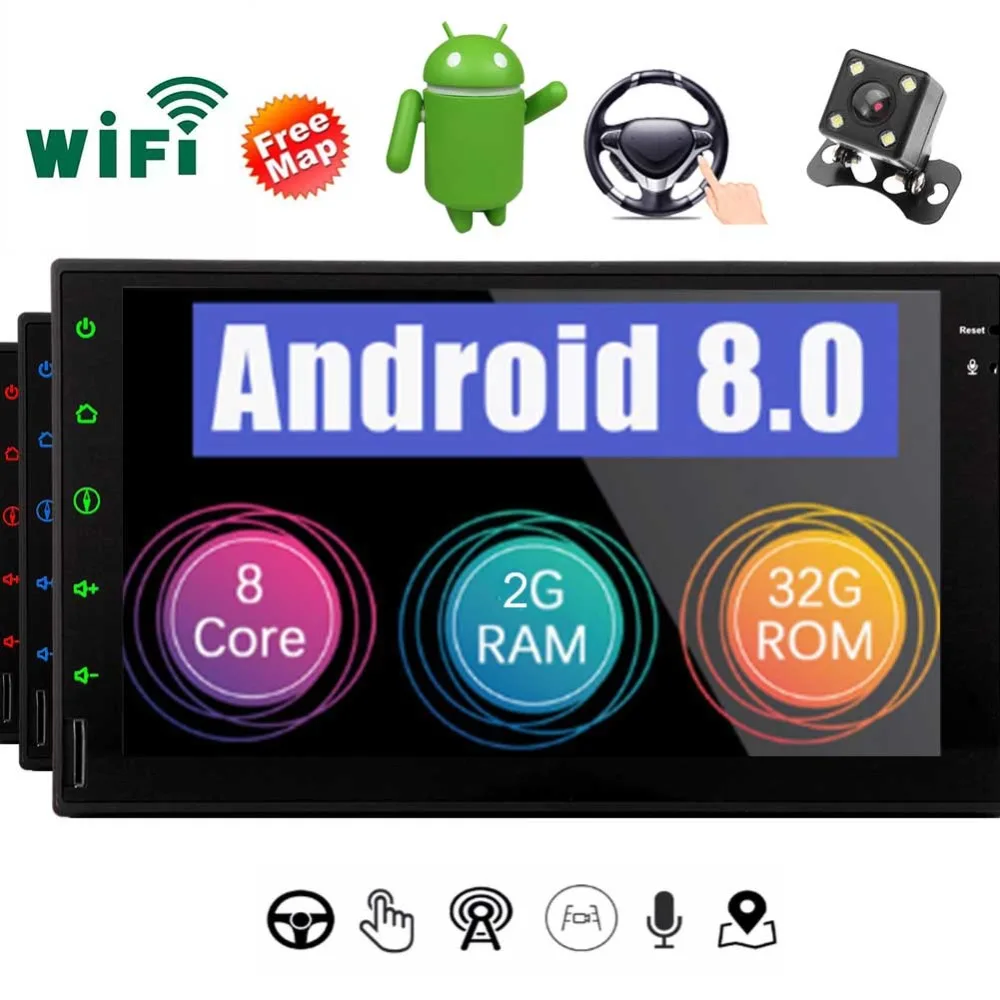Автомагнитола с Bluetooth FM AM AUX 1080P видео RCA Android 8 1 7-дюймовый экран Восьмиядерный