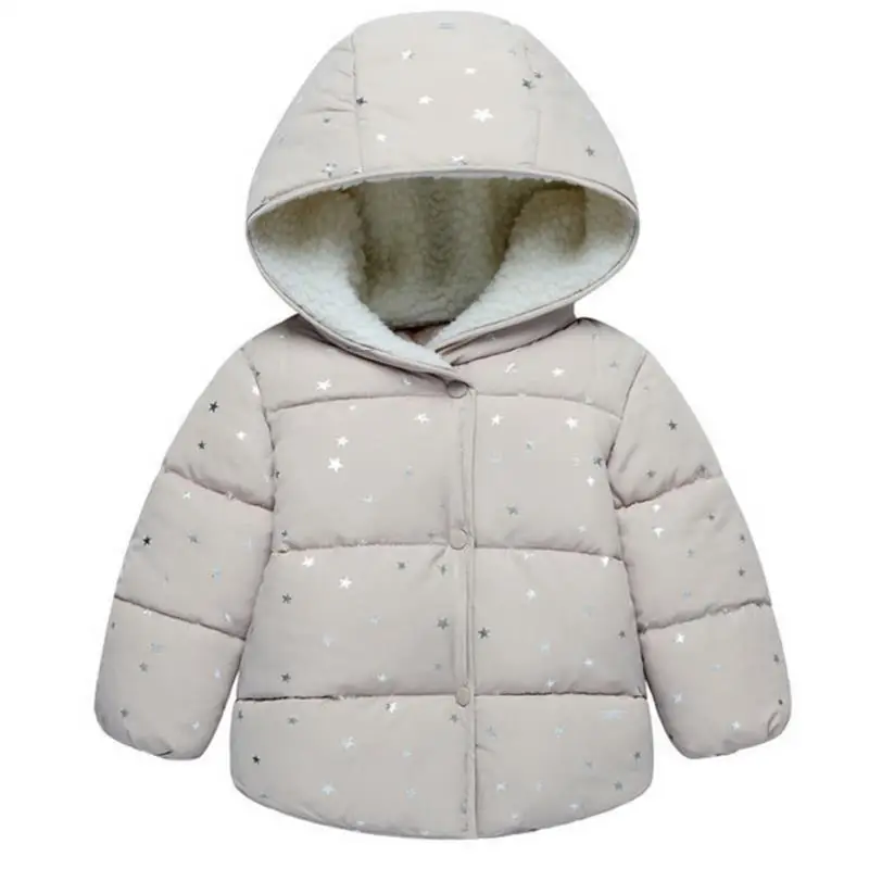 Зимнее пальто куртка для маленьких девочек детская теплая верхняя одежда детское пальто г. Модная весенняя одежда для детей куртка с капюшоном для девочек от 1 до 5 лет - Цвет: Серебристый