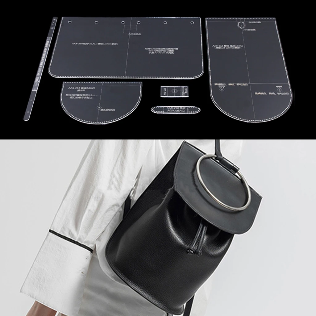 7 Pieces/Set Leathercraft Shoulder Bag Backpack Transparent Acrylic Template Stencils