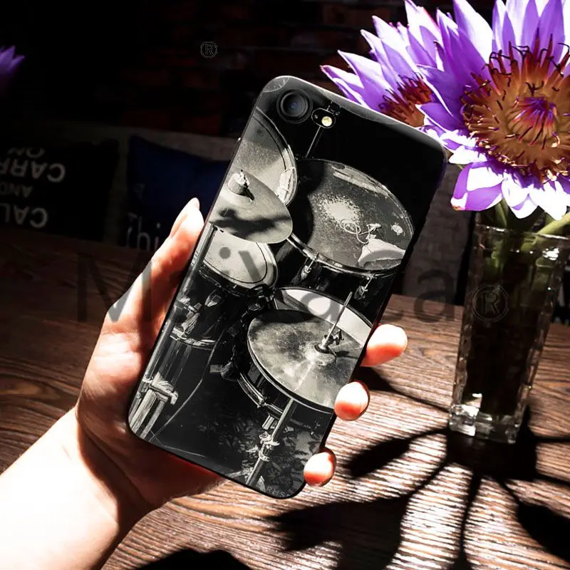 MaiYaCa For iphone 7 6 X Case Musical Instrument Drum Colorful Printing Phone Case for iPhone X 6 7 6s 7plus 8 8Plus XS XR 5C SE