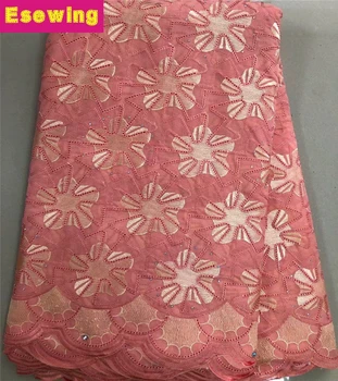 

Peach High Quality Swiss Voile Laces In Switzerland African Dry Cotton Lace Fabric Nigerian Women Lace 5Yards For Cotton Dress