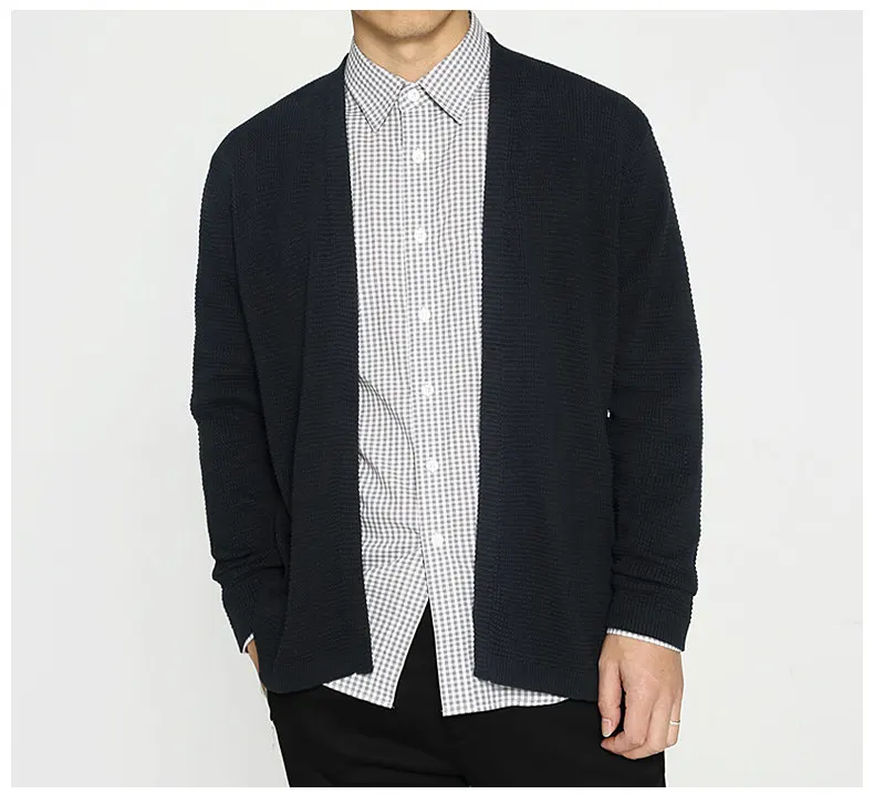 MuLS 100% Cotton Cardigans Men Spring Autumn Thicken Male Sweaters Cardigan Coat Men Brand Winter Dot Black Green Size XXL XXXL-09