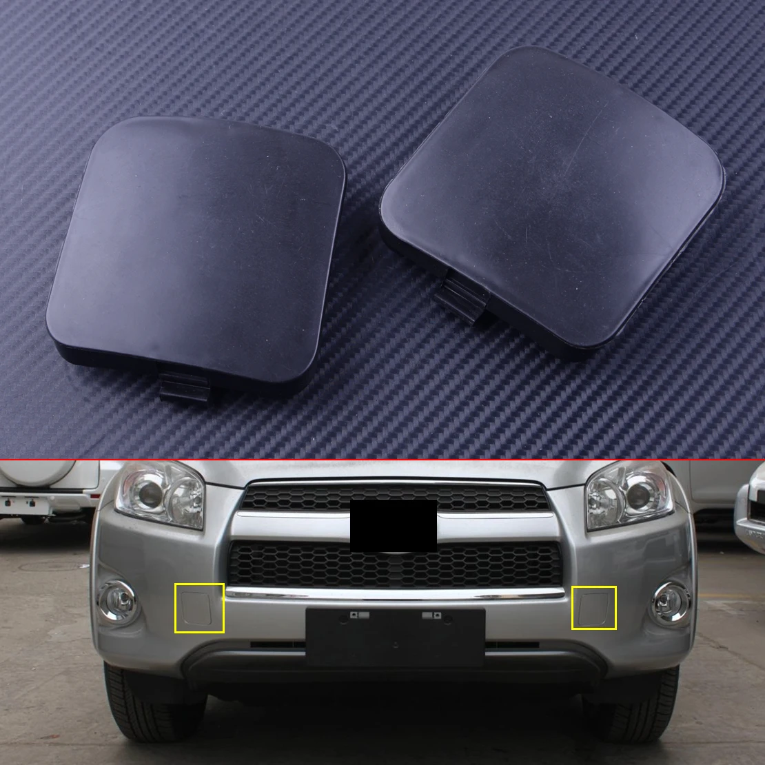 

DWCX 2pcs Car Styling Front Left & Right Bumper Trailer Tow Hook Eye Covers Caps Fit For Toyota RAV4 2009 2010 2011 2012