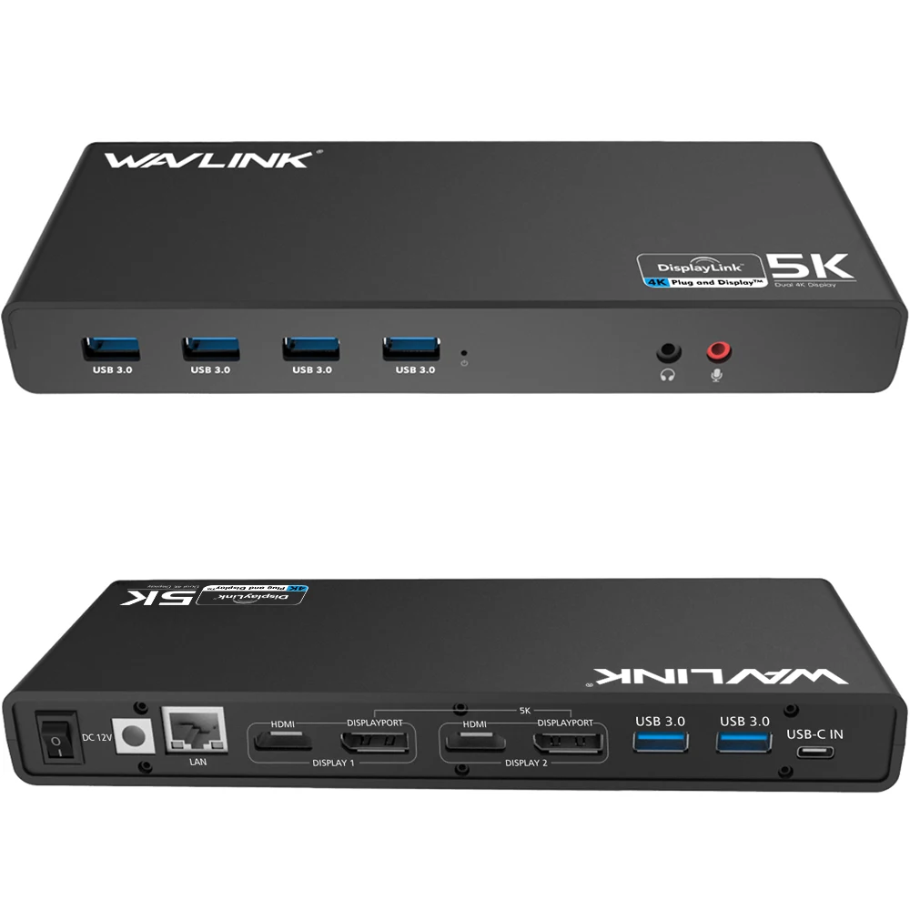 Wavlink Универсальная док-станция USB 3,0 USB-C Dual 4 K Ultra Dock DP Gen1 type-C Gigabit Ethernet Расширенный и зеркальный режим видео