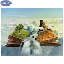 Природный пейзаж, на заказ eigen foto алмазная живопись горная книга, водопад Алмазная вышивка распродажа, Сделай Сам Вышивка крестиком, декор стен