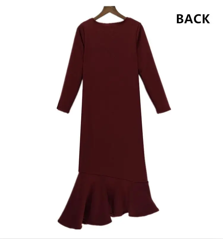 Женское зимнее платье из плотного бархата, весенне-осеннее однотонное элегантное платье с рыбий хвост, большие размеры XS-5XL 6XL