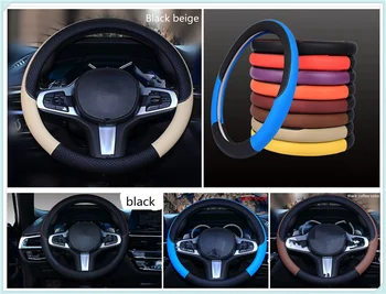 

Auto parts Leather weaving steering wheel cover 38 cm or 15 inches for Porsche Macan Cayenne 911 Panamera Mission