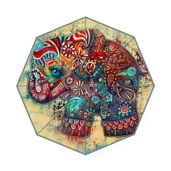 

Tribal Floral Pattern Elephant And France Paris Map Stylish Unique Personalized Custom Foldable Umbrella