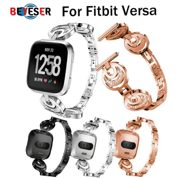 

New Metal Strap For fitbit versa band strap Screwless Stainless Steel Bracelet Wearable Belt with Rhinestone Wristbands Replace