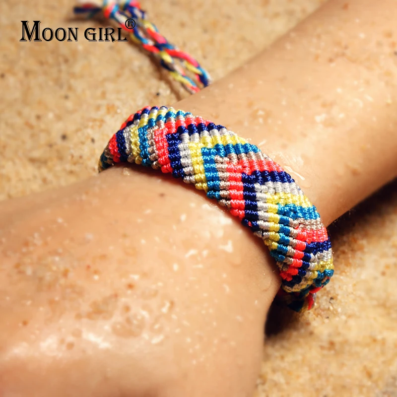 

MOON GIRL New Handweave Bohemian Charm Braclets for Women Friendship Cotton Rope Trendy Fashion Jewelry Boho Bracelets Femme