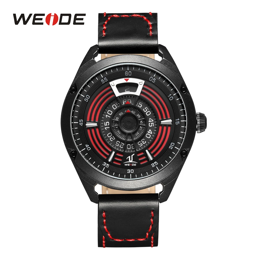 

WEIDE Men's Casual Analog Digital Display Quartz Genuine Black Leather Strap herren uhren Waterproof Wrist Watch montres homme