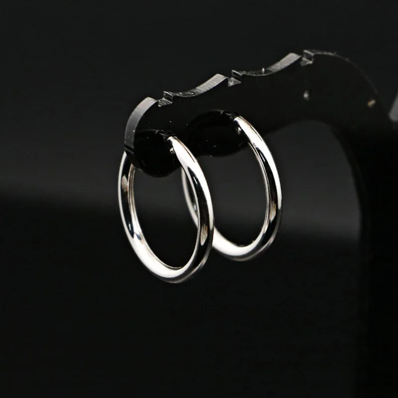 

100% Real 925 Sterling Silver Circle Hoop Earrings Fashion Jewelries for Women Female High Quality