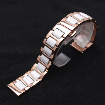 

Ceramic Bracelet and Stainless steel Rose gold Watchband Watch Strap fit Quartz Wristwatches Band 14mm 16mm 18mm 20MM 22mm