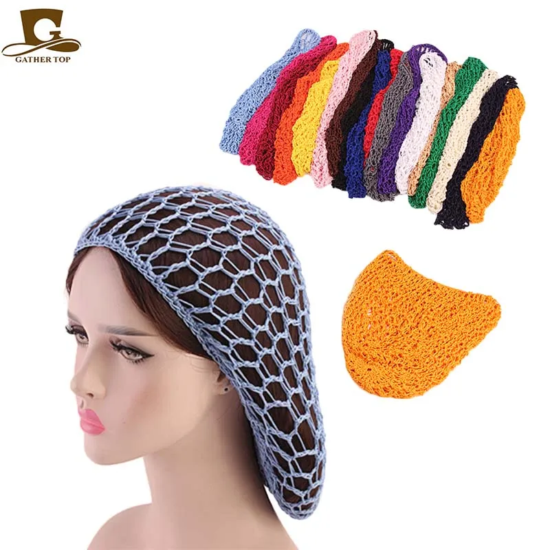 Soft Rayon Snood hat Hair Net Crocheted Hair Net cap mix colors