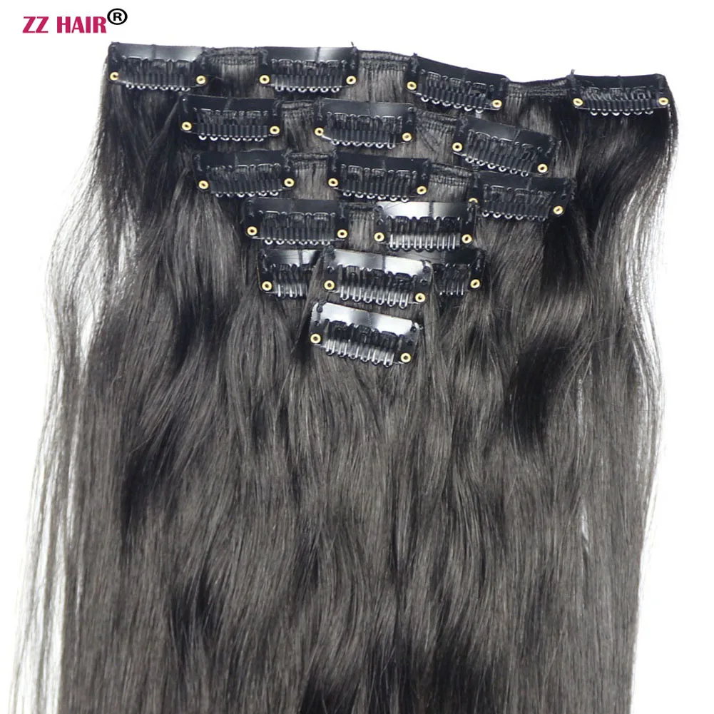 ZZHAIR, 90 г-110 г, 1"-24", волосы remy, 7 шт. в наборе, человеческие волосы для наращивания на всю голову, Натуральные Прямые Волосы